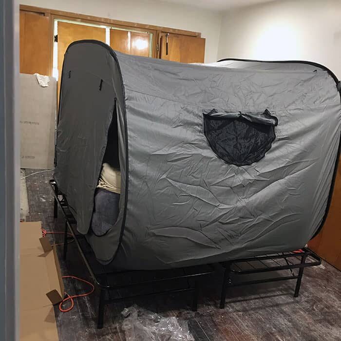 house hack tent sleep setup
